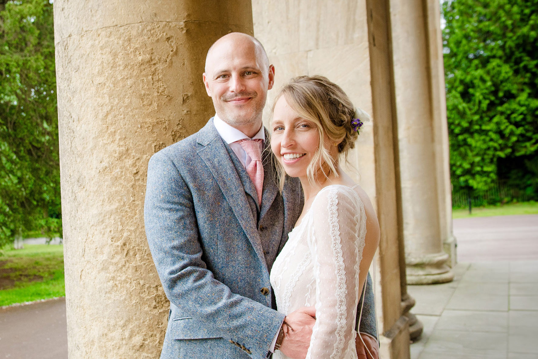 Wedding Photography Pittville Pump Room Cheltenham Couple Pillars Wedding Photography Pittville Pump Room Cheltenham Couple Pillars