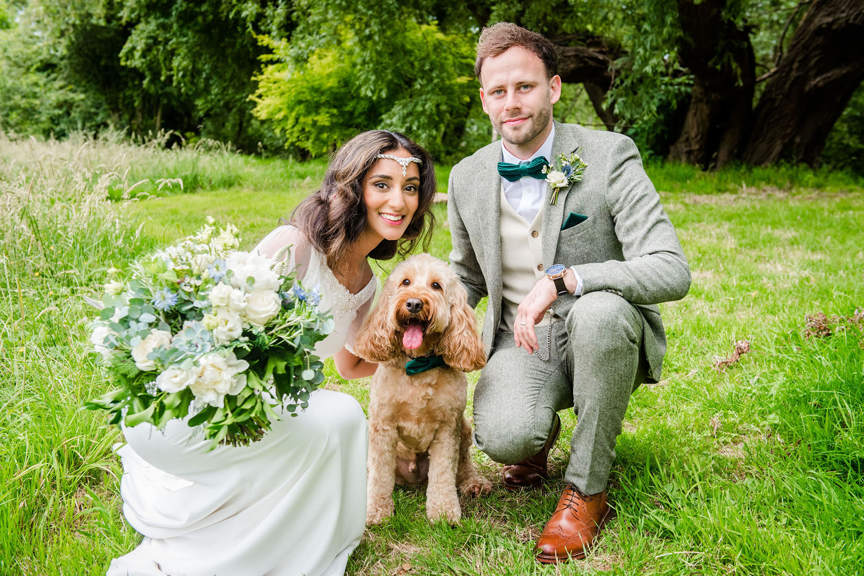 Wedding photography Oldcastle Farm Rupi and Luke with dog Wedding photography Oldcastle Farm Rupi and Luke with dog